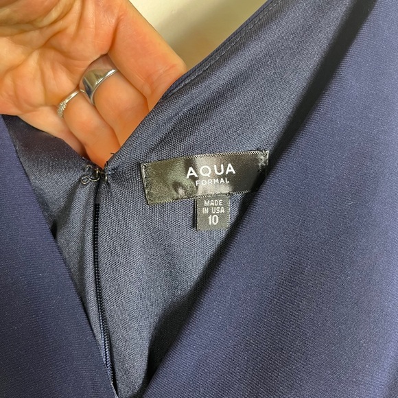 Aqua Formal NWT Pleated Shimmer Dress Long Navy Ombré 10 Maxi Gown Wedding Guest - Picture 6 of 14